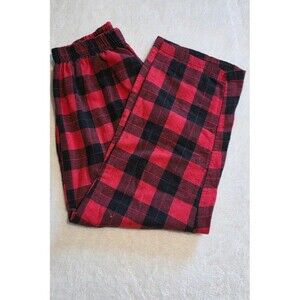 Black & red plaid cotton & polyester pajama pants in a L